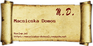 Macsicska Domos névjegykártya